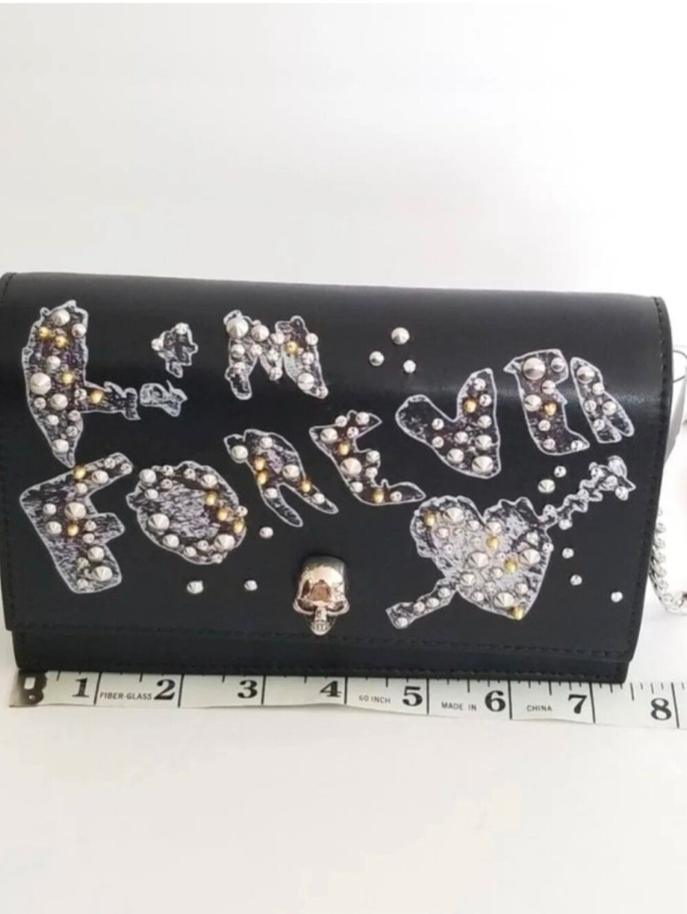 ALEXANDER MCQUEEN Black "Forever" Embellished Skull Bag - Picture 3 of 7